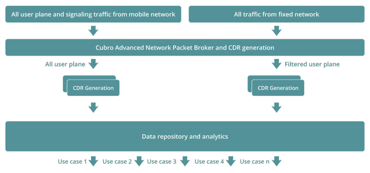 Technical Graphic for the LI EXA64100 Solution of Cubro Network Visibility