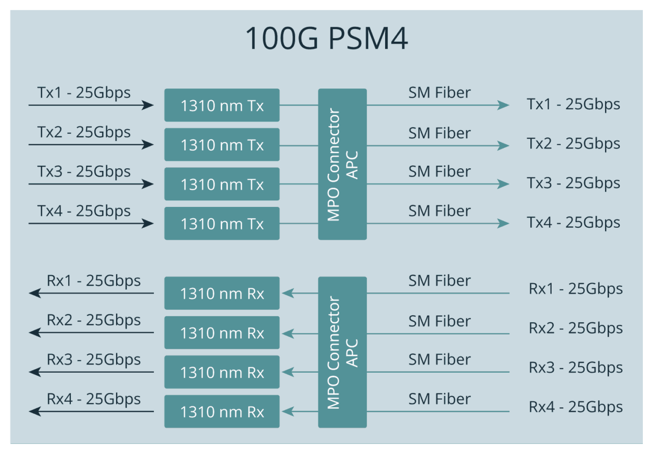Tech Graphic of TAP - 100G PSM4 of Cubro Network Visibility