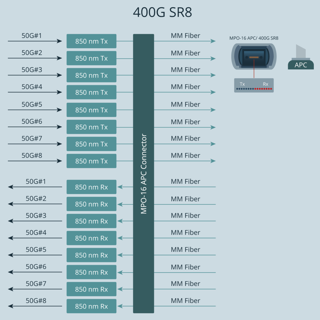 Tech Graphic of TAP - 400G SR8 of Cubro Network Visibility