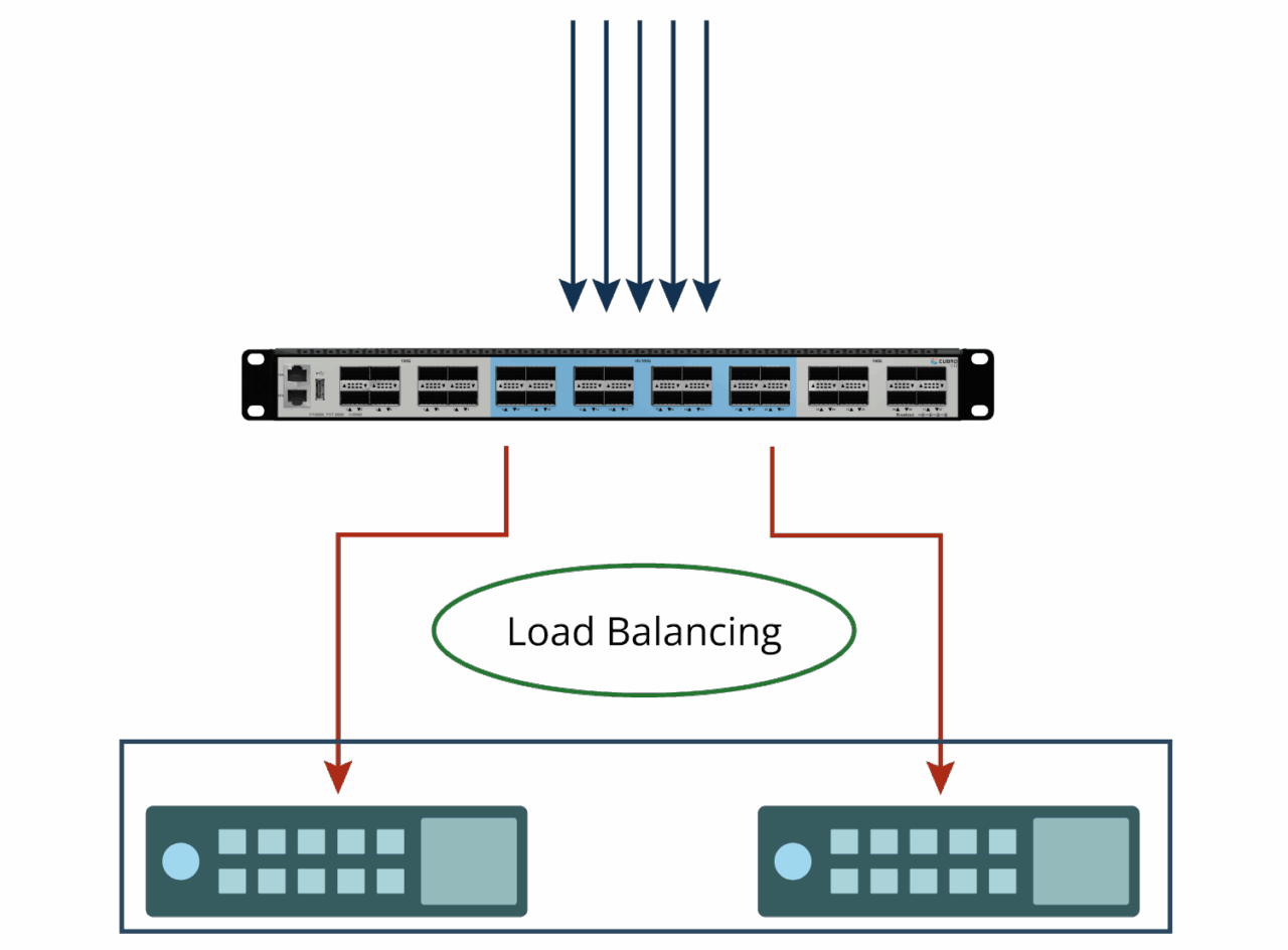 Tech Graphic of session aware load balancing of Cubro Network Visibility