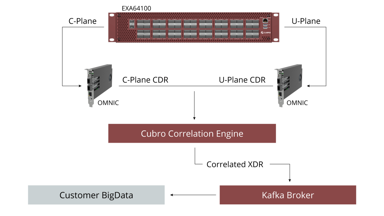 Technical graphic of user plane monitoring from cubro